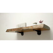  24'' W Solid Wood Maple Live Edge Wall Shelf with Radial Brackets In Black, 12'' W x 24'' D x 2'' H