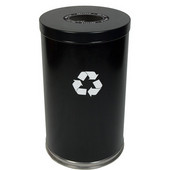  Steel Single Recycling Trash Container, Black, 23 Gal.