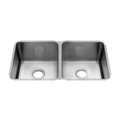  Classic Collection 3232 Undermount 16 Gauge Stainless Steel Double Bowl Kitchen Sink, 32-1/2''W x 19-1/2''D x 10''H