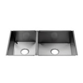  UrbanEdge® Collection 3649 Undermount 16 Gauge Stainless Steel Double Bowl Kitchen Sink, 32-1/2''W x 17-1/2''D x 10''H