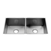  UrbanEdge® Collection 3653 Undermount 16 Gauge Stainless Steel Double Bowl Kitchen Sink, 32-1/2''W x 17-1/2''D x 8''H