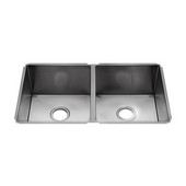  J7® Collection 3949 Undermount 16 Gauge Stainless Steel Double Bowl Kitchen Sink, 32-1/2''W x 19-1/2''D x 10''H