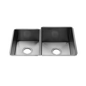  J7® Collection 3984 Undermount 16 Gauge Stainless Steel Double Bowl Kitchen Sink, 29-1/2''W x 19-1/2''D x 10''H