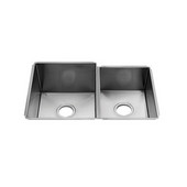 J7® Collection 3988 Undermount 16 Gauge Stainless Steel Double Bowl Kitchen Sink, 29-1/2''W x 19-1/2''D x 10''H