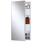 Jensen (Formerly Broan) Meridian Recess or Surface Mount 1 Door Medicine Cabinet w/ Basic White Finish, Frameless Mirror, Steel Construction w/ 3 Adjustable Glass Shelves, 15''W x 5''D x 35''H