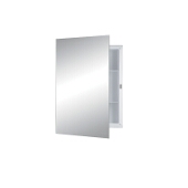 Jensen (Formerly Broan) Builder Series Recess Mount 1 Door Medicine Cabinet w/ Basic White Finish, Frameless Mirror, Plastic Construction w/ 2 Fixed Plastic Shelves, 16''W x 3-3/4''D x 22''H