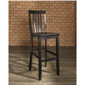  School House Bar Stools in Black Finish with 30 Inch Seat Height, Set of Two