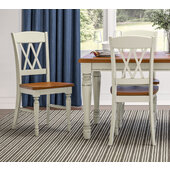  Monarch Double X-back Dining Chairs, Oak and White, Set of 2, 20-3/4''W x 17-3/4''D x 38''H