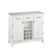 Mix & Match Large Buffet Server White Base with Stainless Steel Top, 41-3/4'' W x 17'' D x 36-1/4''H
