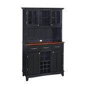 Mix and Match large Black buffet server with two-door hutch and cherry top