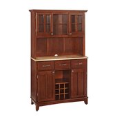 Mix and Match large Cherry buffet server with two-door hutch and Natural wood top