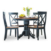  - 5-Pc. Round Pedestal Dining Set, Table w/4 Chairs, Ebony
