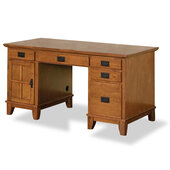  - Arts & Crafts Pedestal Desk, Cottage Oak