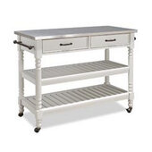  Savannah Cart with Stainless Steel Top, White, 47-1/4'' W x 20-1/2'' D x 36''H