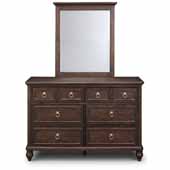  Flexsteel® Southport Dresser & Mirror In Dark Brown Aged Oak, 54''W x 18-1/4''D x 36''H
