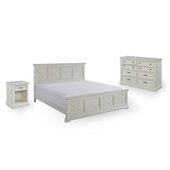  Seaside Lodge King Bed, Night Stand, and Chest, White