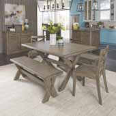  Flexsteel® Mountain Lodge Rectangular Trestle Dining Table With 2 Benches & 2 Chairs In Multi-Colored Gray, 60''W x 38-1/4''D x 30''H