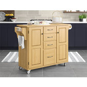 Mix & Match Kitchen Cart Cabinet, Natural Base, Wood Top, 52-1/2'' W x 18'' D x 36''H