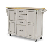 Mix & Match Kitchen Cart Cabinet, White Base, Wood Top, 52-1/2'' W x 18'' D x 36''H