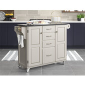 Mix & Match Kitchen Cart Cabinet, White Base, Black Granite Top, 52-1/2'' W x 18'' D x 36''H