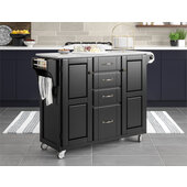 Mix & Match Kitchen Cart Cabinet, Black Base, Granite Top, 52-1/2'' W x 18'' D x 36''H