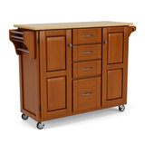 Mix & Match Kitchen Cart Cabinet, Dark Cottage Oak Stained Base, Wood Top, 52-1/2'' W x 18'' D x 36''H