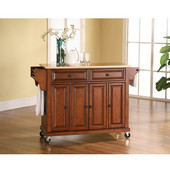 Natural Wood Top Kitchen Cart/Island in Classic Cherry Finish, 51-1/2'' W x 18'' D x 36'' H