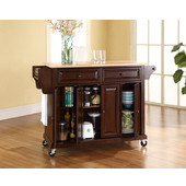  Natural Wood Top Kitchen Cart/Island in Vintage Mahogany Finish, 51-1/2'' W x 18'' D x 36'' H