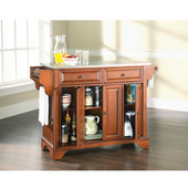  LaFayette Stainless Steel Top Kitchen Island in Classic Cherry Finish, 51-1/2'' W x 18'' D x 36'' H