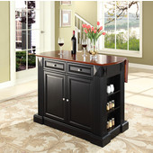  Drop Leaf Breakfast Bar Top Kitchen Island, 47 3/4'' W x 25'' D x 36'' H, Black with Cherry Top