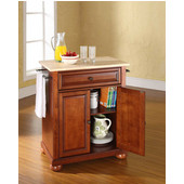  Alexandria Natural Wood Top Portable Kitchen Island in Classic Cherry Finish, 28-1/4'' W x 18'' D x 36''H