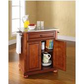  Alexandria Stainless Steel Top Portable Kitchen Island in Classic Cherry Finish, 28-1/4'' W x 18'' D x 36''H