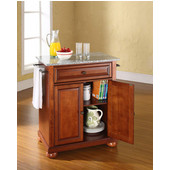  Alexandria Solid Granite Top Portable Kitchen Island in Classic Cherry Finish, 28-1/4'' W x 18'' D x 36''H