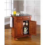  Cambridge Solid Black Granite Top Portable Kitchen Island in Classic Cherry Finish, 28-1/4'' W x 18'' D x 36''H