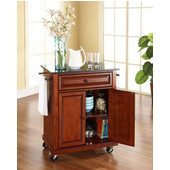  Solid Black Granite Top Portable Kitchen Cart/Island in Classic Cherry Finish, 31'' W x 18'' D x 36''H