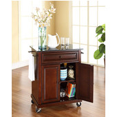  Solid Black Granite Top Portable Kitchen Cart/Island in Vintage Mahogany Finish, 31'' W x 18'' D x 36''H