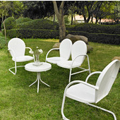  Griffith 4 Piece Metal Outdoor Conversation Seating Set - Loveseat & 2 Chairs in White Finish with Side Table in White Finish