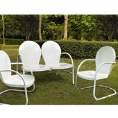  Griffith 3 Piece Metal Outdoor Conversation Seating Set - Loveseat & 2 Chairs in White Finish