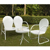  Griffith 3 Piece Metal Outdoor Conversation Seating Set - Loveseat & Chair in White Finish with Side Table in White Finish