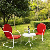  Griffith 3 Piece Metal Outdoor Conversation Seating Set - Two Chairs in Red Finish with Side Table in White Finish