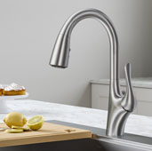 KRAUS Merlin™ Single Handle Pull-Down Kitchen Faucet In Spot Free Stainless Steel, Spout Height: 8-5/8'', Spout Reach: 9-1/8''