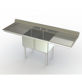 Aero NSF Double Bowl Deluxe Sink Workstation, 107''W x 27''D x 42-1/2''H with a 32''W Sink and two 16''W Sideboards