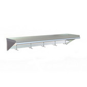Aero Stainless Steel Deluxe Wall-Mounted Shelf w/ Pot rack, 72'' W x 15'' D x 12.5'' H, 50 lbs.