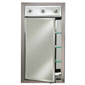  Signature 20'' W x 34'' H Single Door Medicine Cabinet, Contemporary Light, 3 Glass Shelves, Right Hinge, Surface Mount, Elegance Silver, Group D