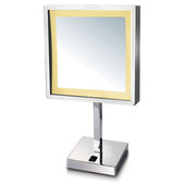  Cosmetic Mirror Collection 8'' W x 8'' H Square LED Lighted Table Makeup Mirror with 5X Magnification, Polished Chrome