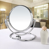  Cosmetic Mirror Collection 5'' Diameter Round 360° Table Makeup Double Sided Mirror, Polished Chrome