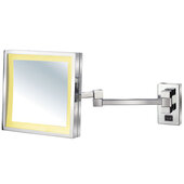  Cosmetic Mirror Collection 8'' W x 8'' H Square LED Lighted Wall Mount Makeup Mirror with 5X Magnification, Polished Chrome