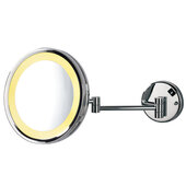  Cosmetic Mirror Collection 10'' Diameter Round 360° Swivel LED Lighted Wall Mount Makeup Mirror with Extending Arm, Polished Chrome