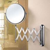  Cosmetic Mirror Collection 8'' Diameter Round 360° Swivel Wall Mount Makeup Mirror with Scissor Design Extending Arm, Polished Chrome