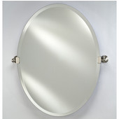  Frameless Radiance Oval Mirror with Adjustable Tilting Bracket in Satin Nickel, 24'' W x 32'' H